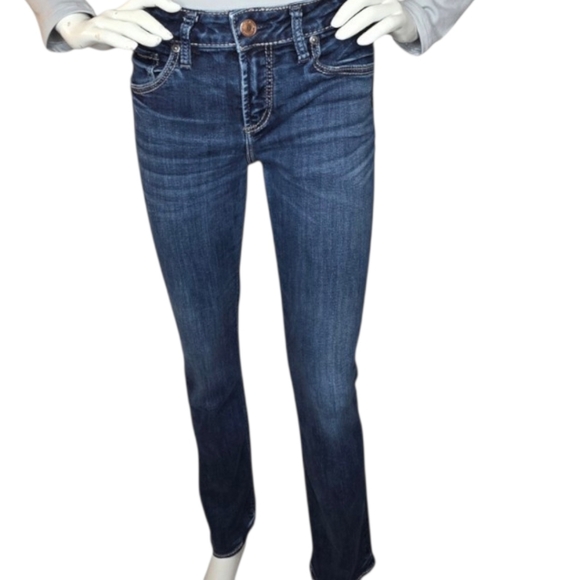 Silver Jeans Denim - Silver Jeans Avery Straight W27 L30 Dark Wash Stretch Denim Jeans